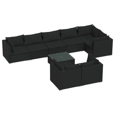 9 Piece Garden Lounge Set with Cushions Black Poly Rattan Payday Deals