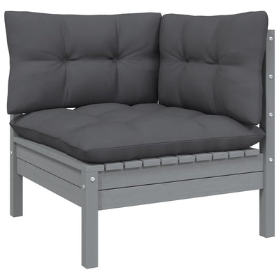 9 Piece Garden Lounge Set with Cushions Black Solid Pinewood Payday Deals