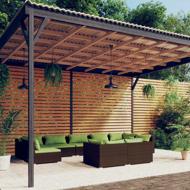 9 Piece Garden Lounge Set with Cushions Brown Poly Rattan Payday Deals