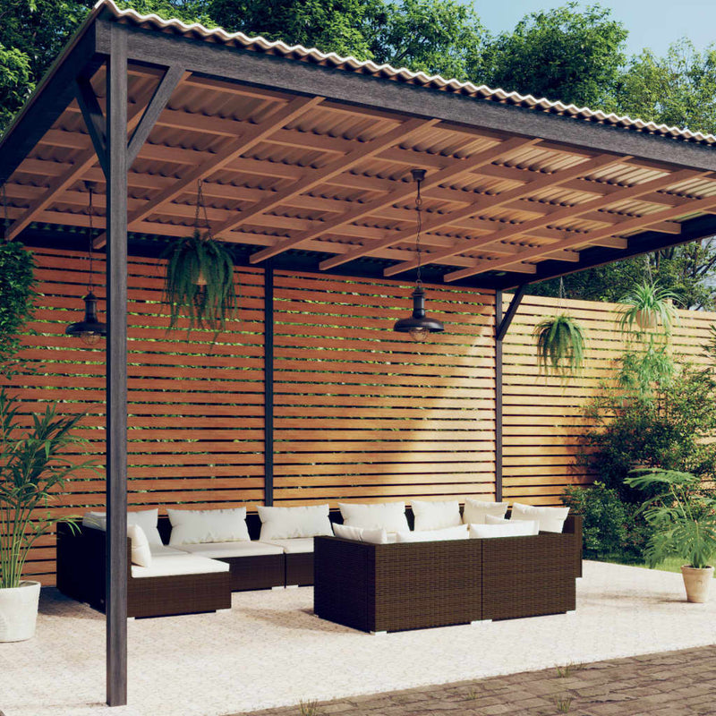 9 Piece Garden Lounge Set with Cushions Brown Poly Rattan Payday Deals