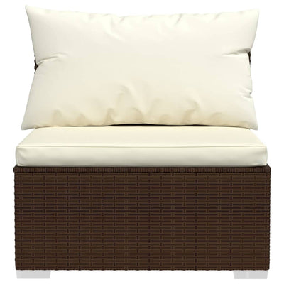 9 Piece Garden Lounge Set with Cushions Brown Poly Rattan Payday Deals