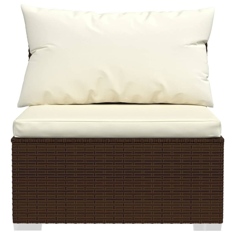 9 Piece Garden Lounge Set with Cushions Brown Poly Rattan Payday Deals