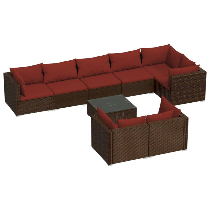9 Piece Garden Lounge Set with Cushions Brown Poly Rattan Payday Deals