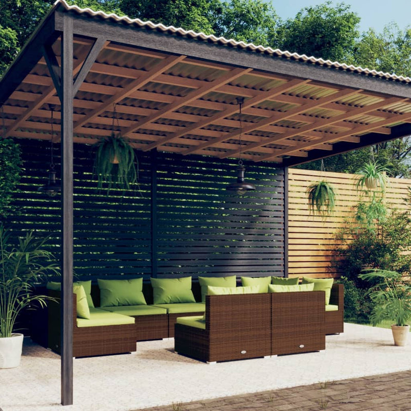 9 Piece Garden Lounge Set with Cushions Brown Poly Rattan Payday Deals