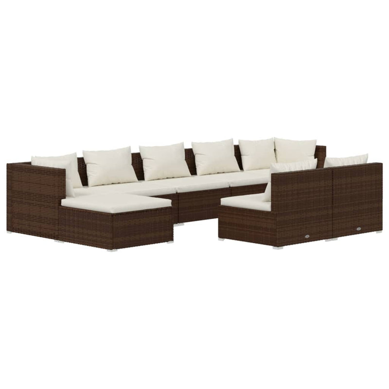 9 Piece Garden Lounge Set with Cushions Brown Poly Rattan Payday Deals