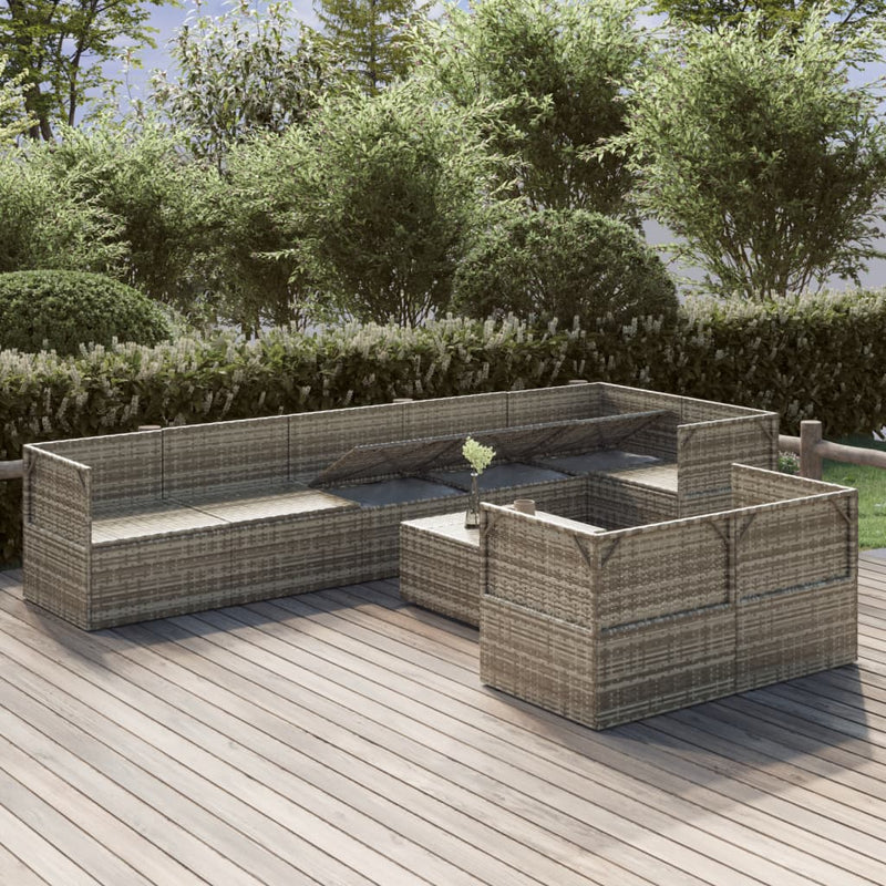 9 Piece Garden Lounge Set with Cushions Grey Poly Rattan Payday Deals