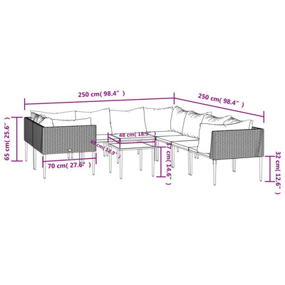 9 Piece Garden Lounge Set with Cushions Grey Poly Rattan Payday Deals