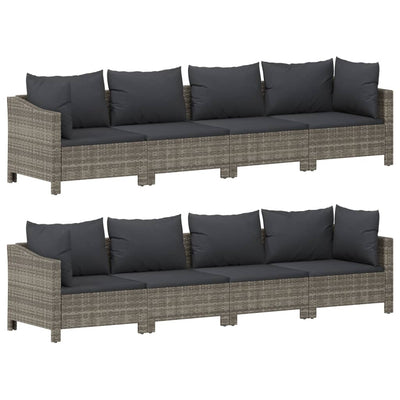 9 Piece Garden Lounge Set with Cushions Grey Poly Rattan Payday Deals