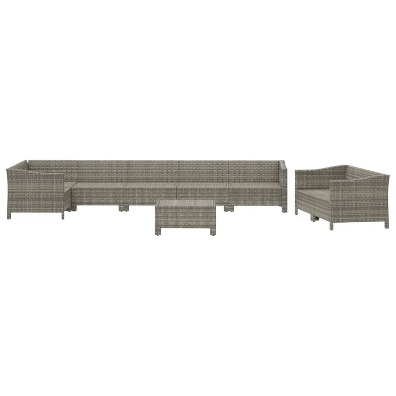 9 Piece Garden Lounge Set with Cushions Grey Poly Rattan Payday Deals