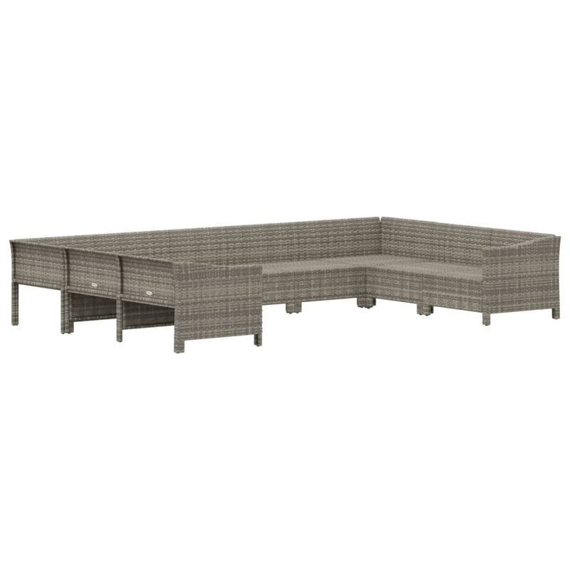 9 Piece Garden Lounge Set with Cushions Grey Poly Rattan Payday Deals
