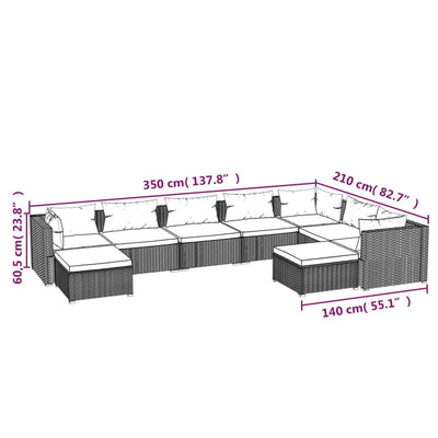 9 Piece Garden Lounge Set with Cushions Poly Rattan Black Payday Deals