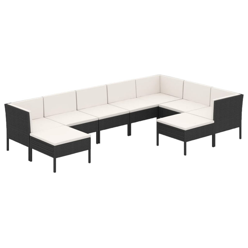9 Piece Garden Lounge Set with Cushions Poly Rattan Black Payday Deals
