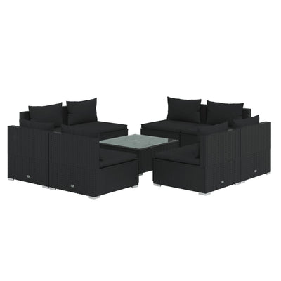 9 Piece Garden Lounge Set with Cushions Poly Rattan Black Payday Deals