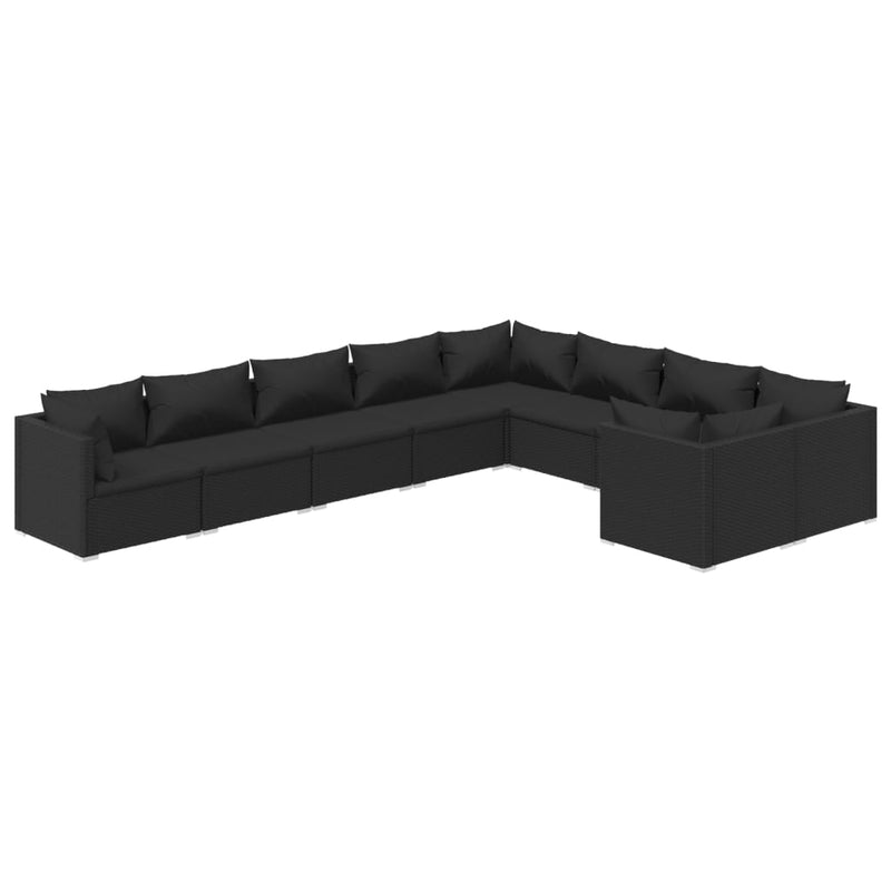 9 Piece Garden Lounge Set with Cushions Poly Rattan Black Payday Deals