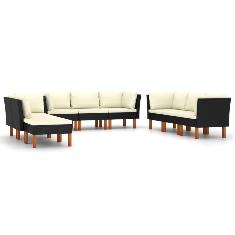 9 Piece Garden Lounge Set with Cushions Poly Rattan Black Payday Deals