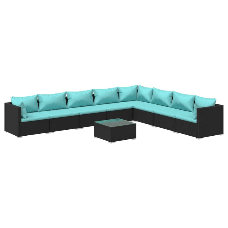 9 Piece Garden Lounge Set with Cushions Poly Rattan Black Payday Deals
