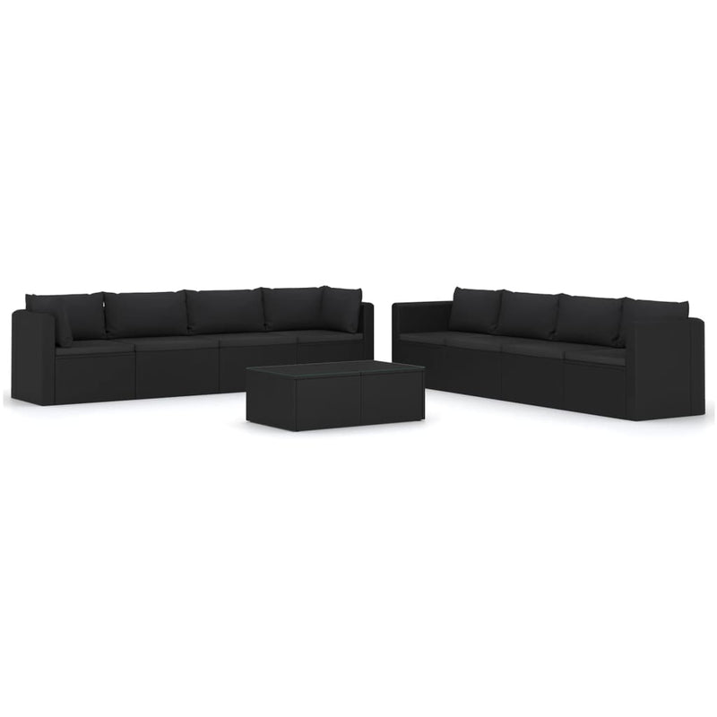 9 Piece Garden Lounge Set with Cushions Poly Rattan Black Payday Deals