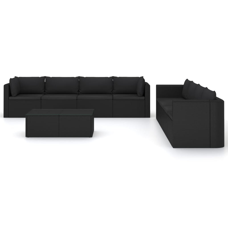 9 Piece Garden Lounge Set with Cushions Poly Rattan Black Payday Deals