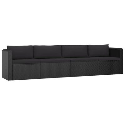 9 Piece Garden Lounge Set with Cushions Poly Rattan Black Payday Deals