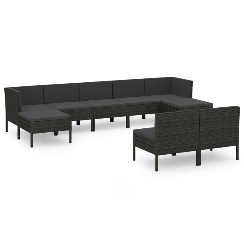 9 Piece Garden Lounge Set with Cushions Poly Rattan Black Payday Deals