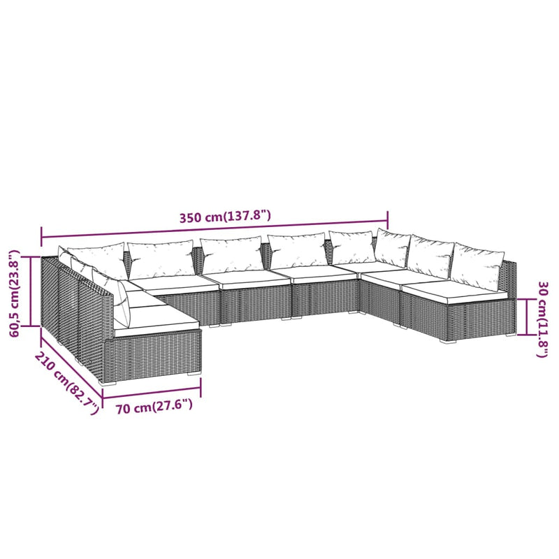 9 Piece Garden Lounge Set with Cushions Poly Rattan Black Payday Deals