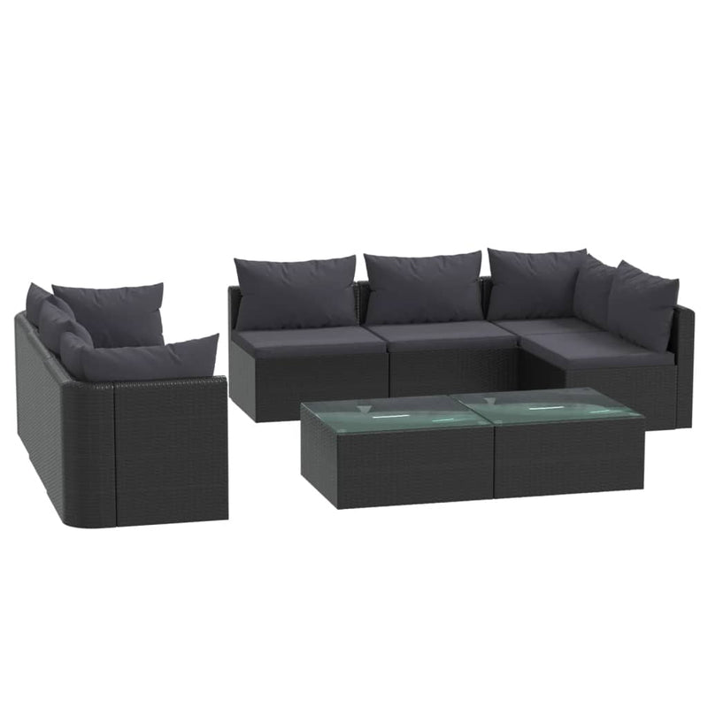 9 Piece Garden Lounge Set with Cushions Poly Rattan Black Payday Deals
