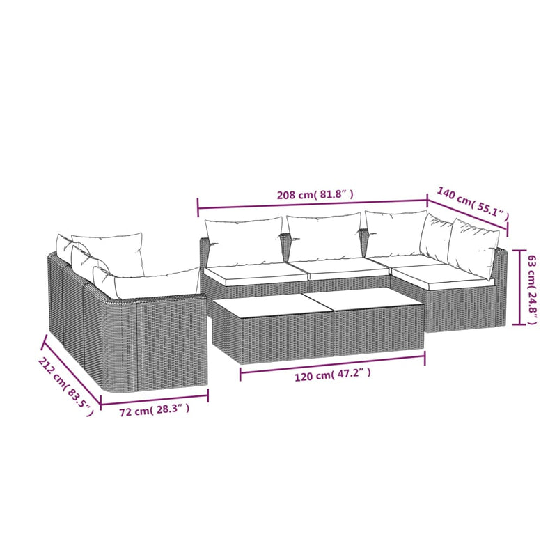 9 Piece Garden Lounge Set with Cushions Poly Rattan Black Payday Deals