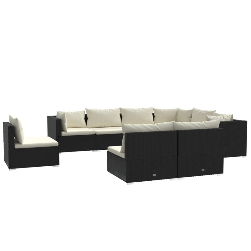 9 Piece Garden Lounge Set with Cushions Poly Rattan Black Payday Deals