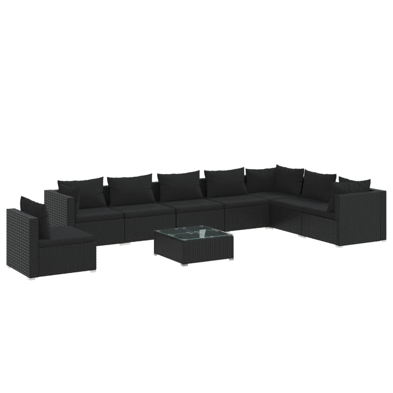 9 Piece Garden Lounge Set with Cushions Poly Rattan Black Payday Deals