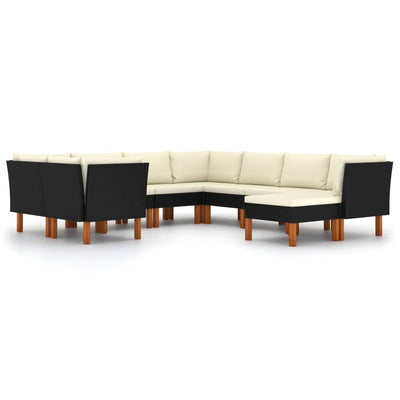 9 Piece Garden Lounge Set with Cushions Poly Rattan Black Payday Deals