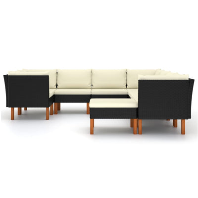 9 Piece Garden Lounge Set with Cushions Poly Rattan Black Payday Deals
