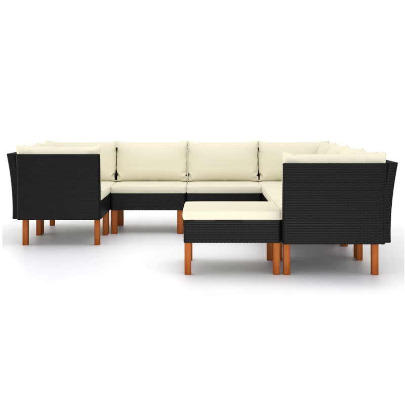 9 Piece Garden Lounge Set with Cushions Poly Rattan Black Payday Deals