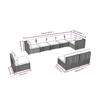 9 Piece Garden Lounge Set with Cushions Poly Rattan Black Payday Deals
