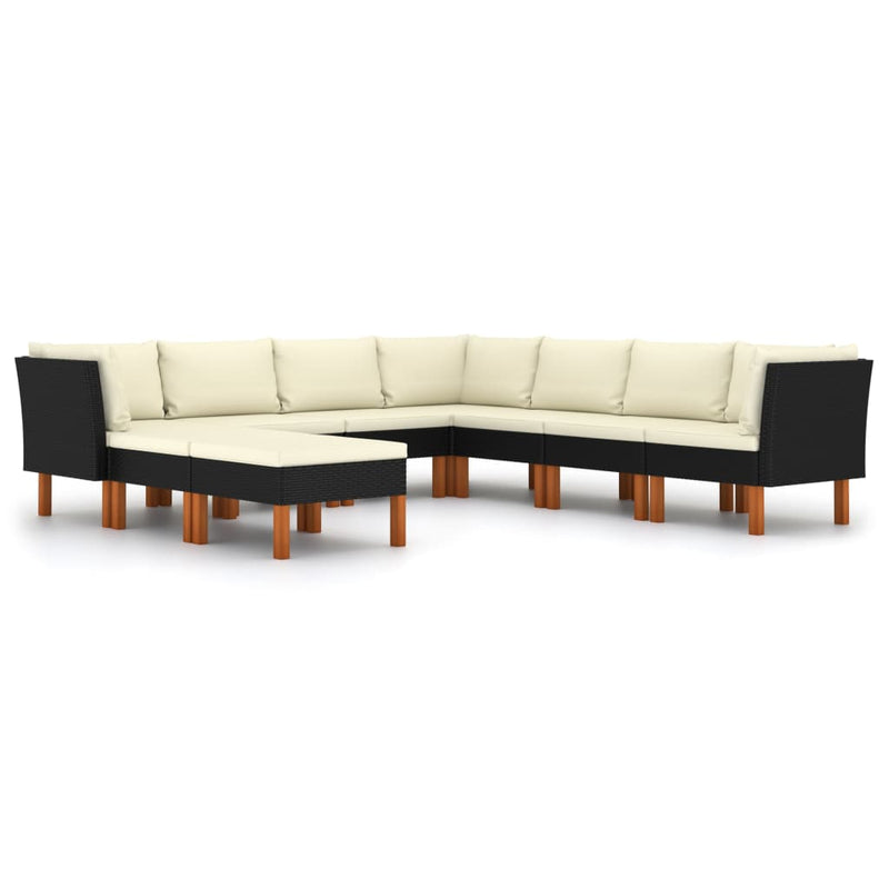 9 Piece Garden Lounge Set with Cushions Poly Rattan Black Payday Deals