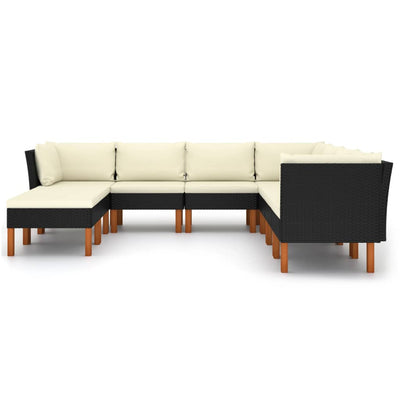 9 Piece Garden Lounge Set with Cushions Poly Rattan Black Payday Deals