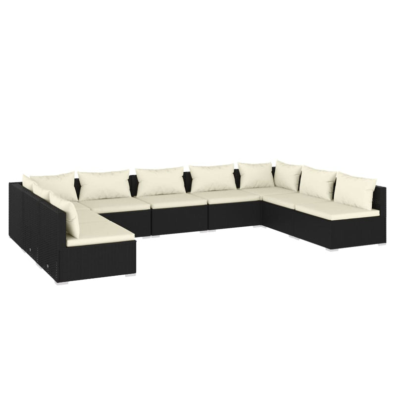 9 Piece Garden Lounge Set with Cushions Poly Rattan Black Payday Deals