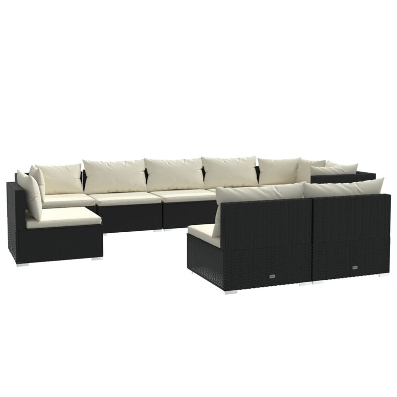 9 Piece Garden Lounge Set with Cushions Poly Rattan Black Payday Deals