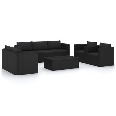 9 Piece Garden Lounge Set with Cushions Poly Rattan Black Payday Deals