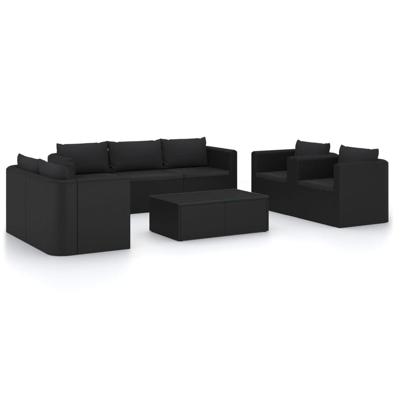 9 Piece Garden Lounge Set with Cushions Poly Rattan Black Payday Deals