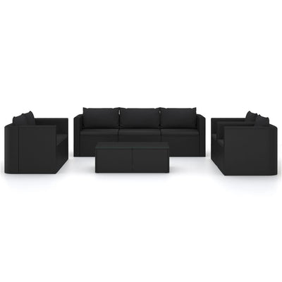 9 Piece Garden Lounge Set with Cushions Poly Rattan Black Payday Deals