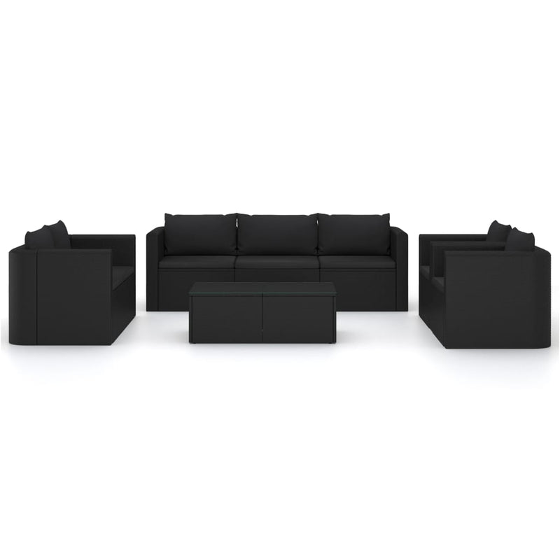 9 Piece Garden Lounge Set with Cushions Poly Rattan Black Payday Deals