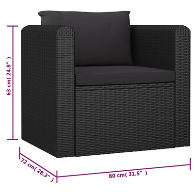 9 Piece Garden Lounge Set with Cushions Poly Rattan Black Payday Deals