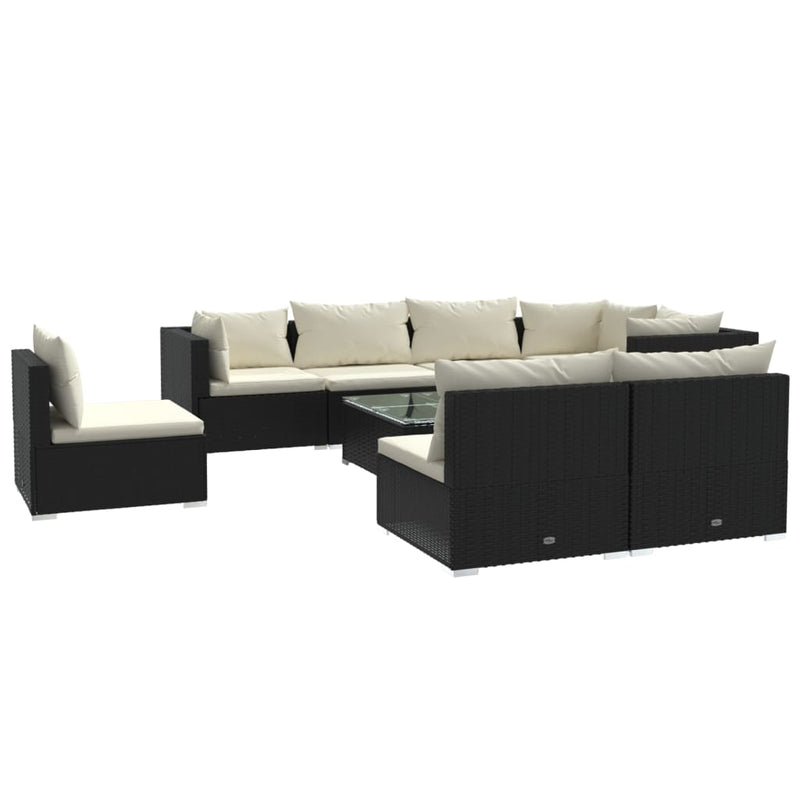 9 Piece Garden Lounge Set with Cushions Poly Rattan Black Payday Deals