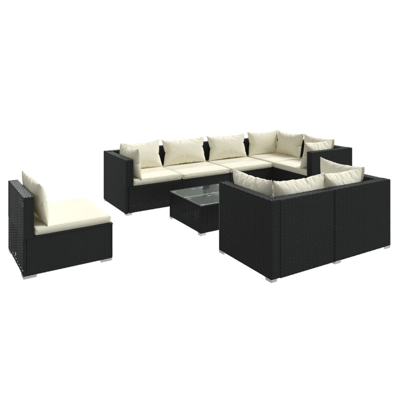 9 Piece Garden Lounge Set with Cushions Poly Rattan Black Payday Deals