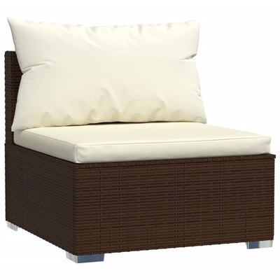 9 Piece Garden Lounge Set with Cushions Poly Rattan Brown Payday Deals