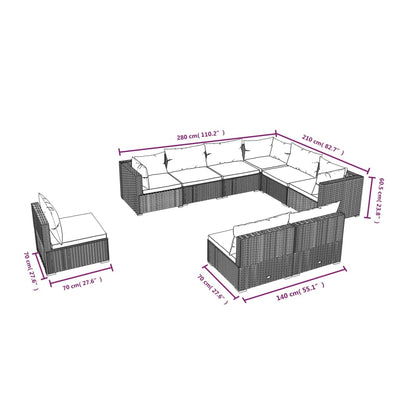9 Piece Garden Lounge Set with Cushions Poly Rattan Brown Payday Deals
