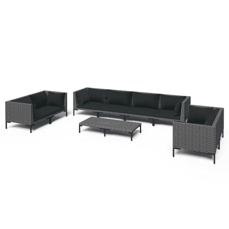 9 Piece Garden Lounge Set with Cushions Poly Rattan Dark Grey Payday Deals