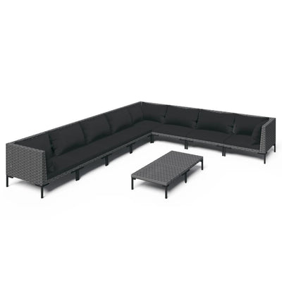 9 Piece Garden Lounge Set with Cushions Poly Rattan Dark Grey Payday Deals