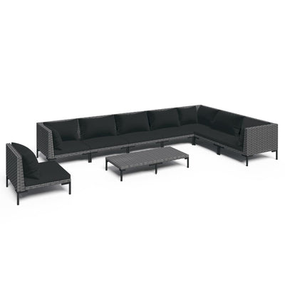 9 Piece Garden Lounge Set with Cushions Poly Rattan Dark Grey Payday Deals