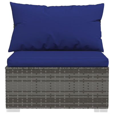 9 Piece Garden Lounge Set with Cushions Poly Rattan Grey Payday Deals